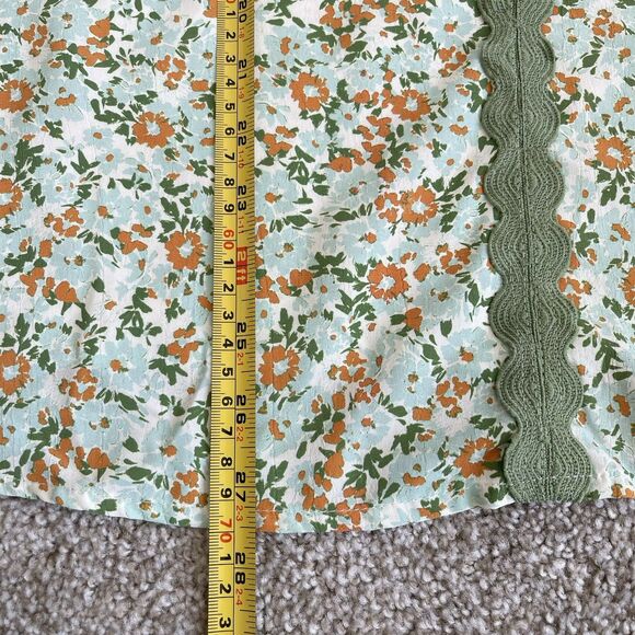 Umgee 1XL Green Floral Blouse Puff Sleeves Boho Shabby Cottage Chic Top Popover - Picture 11 of 12